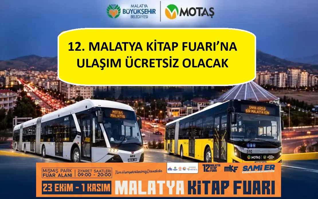 12. Malatya Kitap Fuarı'na Ulaşım Ücretsiz Olacak