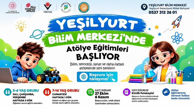 Yeşilyurt Bilim Merkezi’nde Atölye Eğitimleri İçin Kayıtlar Başladı